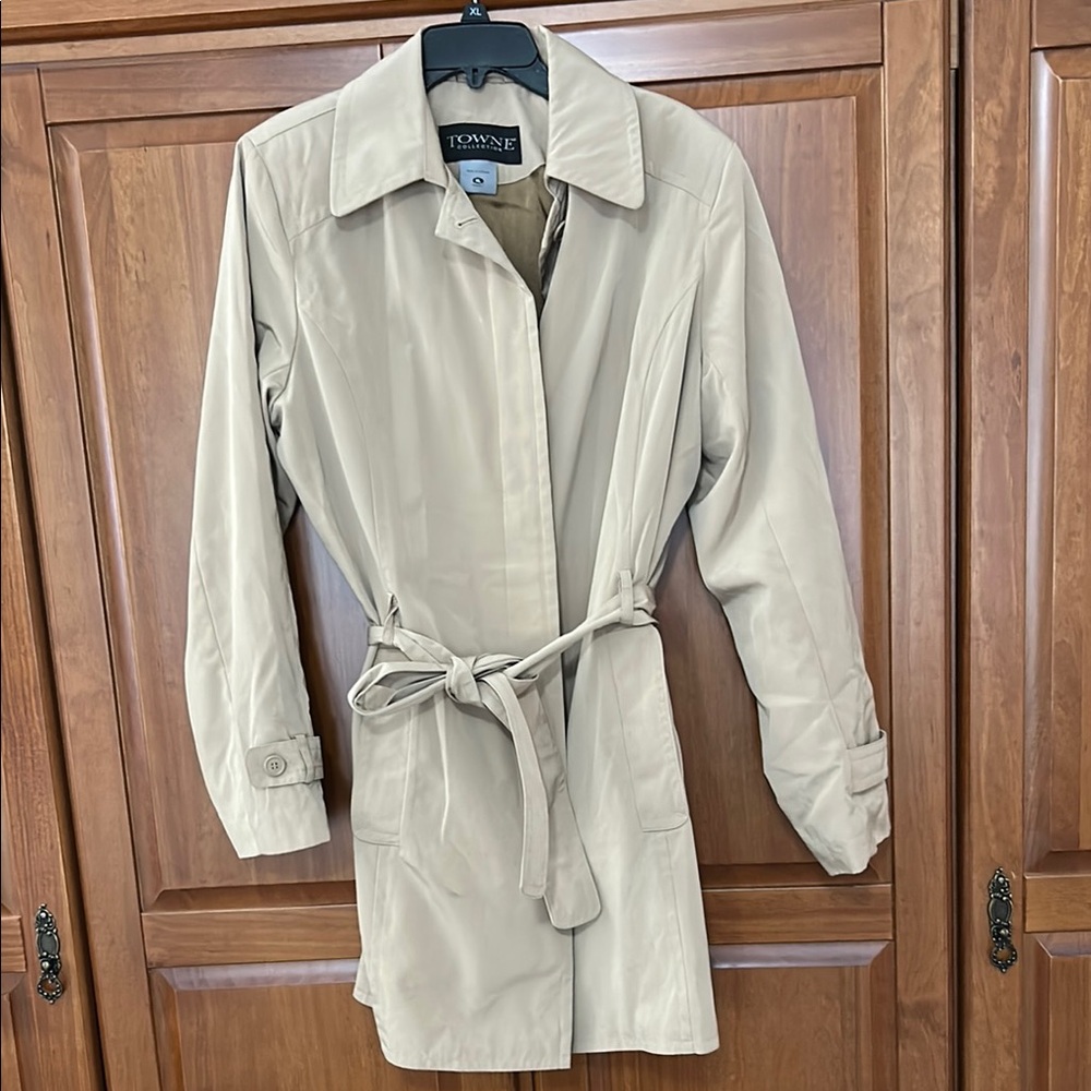 Classic Tan Trench Coat with Belted Waist